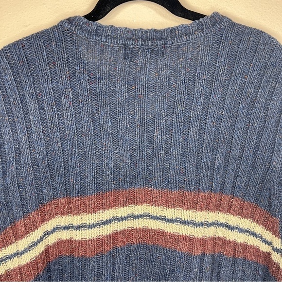 MEDIUM VINTAGE HILL AND ARCHER SWEATER VEST KNIT BLUE V NECK STRIPE - Picture 6 of 10